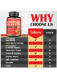 Satoomi Pure Organic Gymnema Sylvestre Capsules Extract 4 Herbs Equivalent 3200 Mg  - Image 5