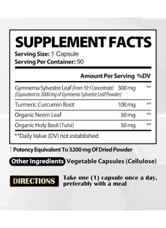 Satoomi Pure Organic Gymnema Sylvestre Capsules Extract 4 Herbs Equivalent 3200 Mg  - Image 2