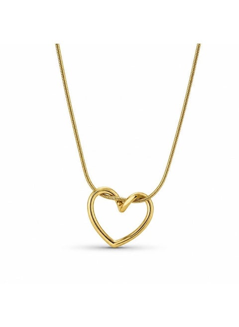 Women's Gold Heart Necklace – Minimalist Stainless Steel Heart Pendant Chain – Elegant Gift Jewelry