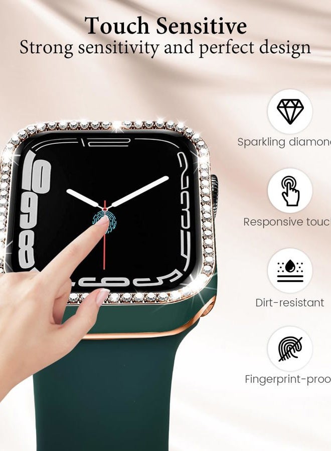 BandSmith Compatible with Apple Watch Band and Case 38mm 40mm 41mm 42mm 44mm 45mm Women, Soft Silicone Bands and Bling Diamond Case & Glass Screen Protector for iWatch Series 9 8 7 6 5 4 3 2 1 and SE (Green, - Image 4