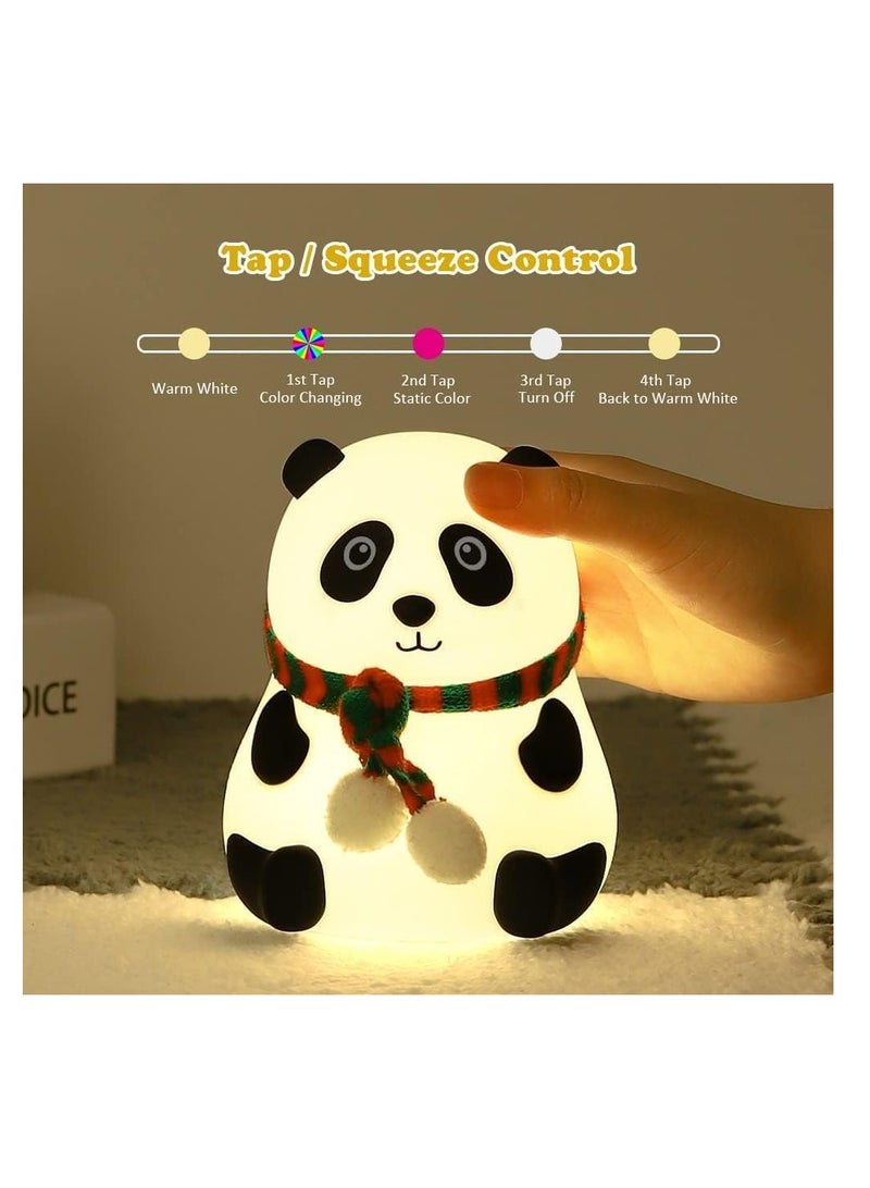 TIGER Panda Night Lamp with 7 Color Changing LED Light – Touch-Activated Silicone Lamp for Kids Bedroom, USB Rechargeable, Soft Glow Panda Light, Perfect for Nursery and Bedtime (Multi-Color) - Image 3