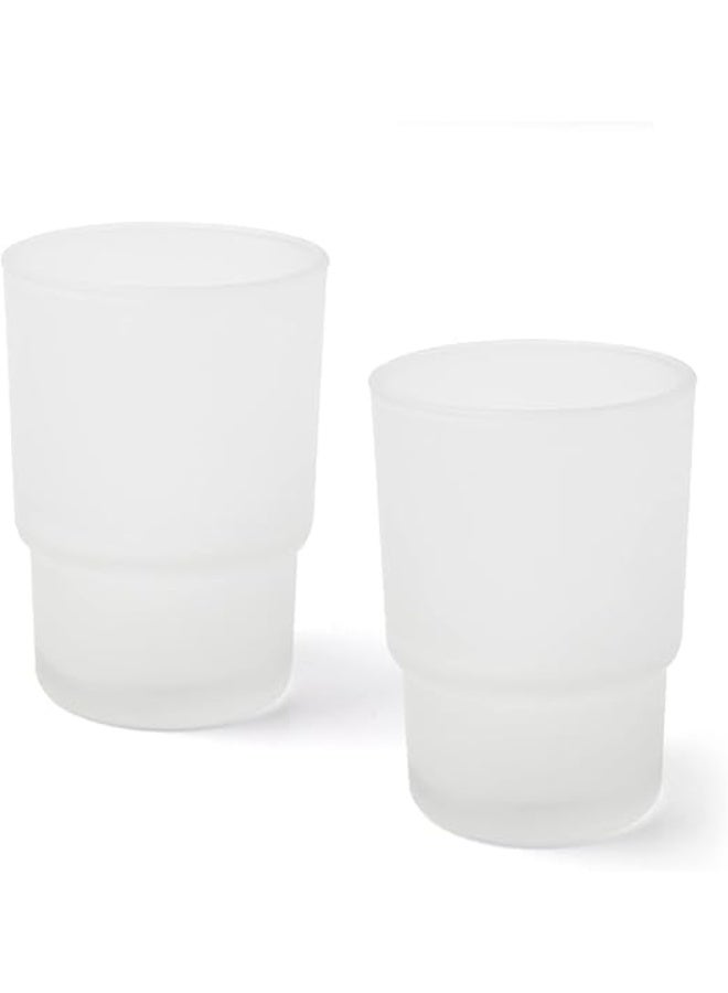 Frosted Glass Bathroom Tumbler Cups, Toothbrush Holder Set, 2-Pack - Image 1