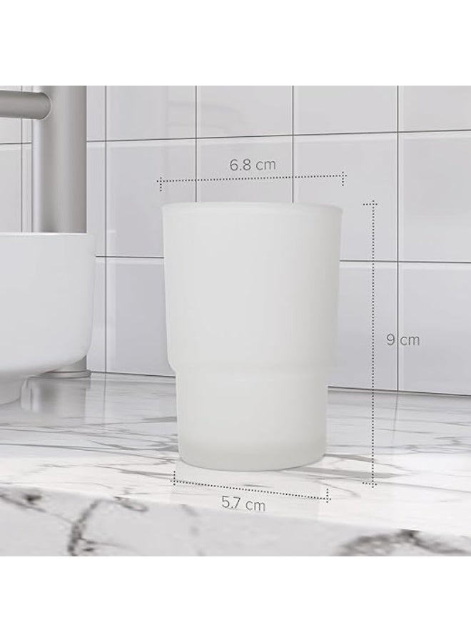 Frosted Glass Bathroom Tumbler Cups, Toothbrush Holder Set, 2-Pack - Image 3