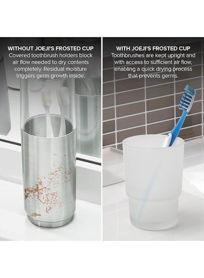 Frosted Glass Bathroom Tumbler Cups, Toothbrush Holder Set, 2-Pack - Image 5