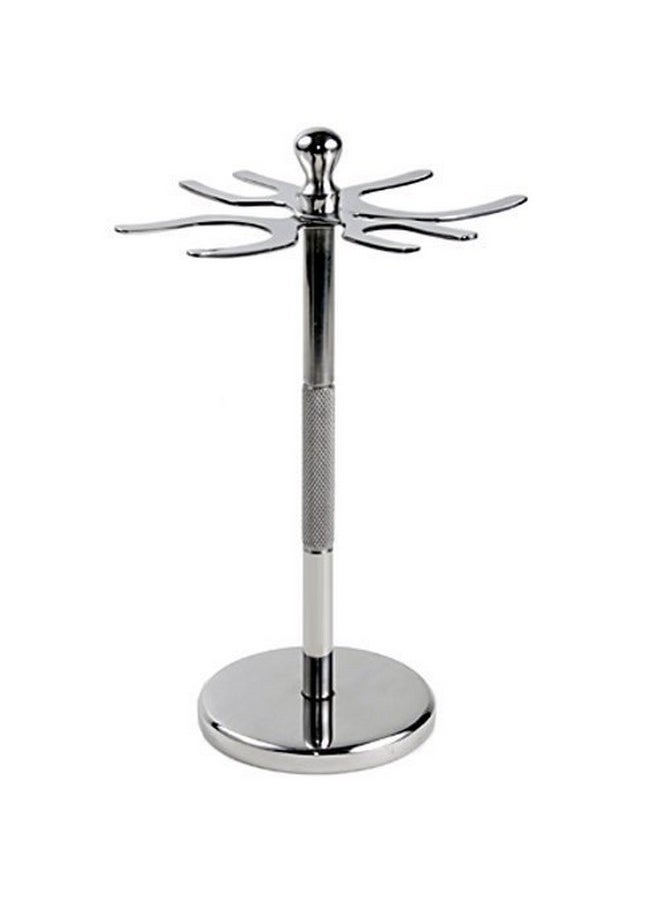 taconic shave Deluxe Stainless Steel 4 Prong Safety Razor And Shave Brush Shave Stand - Holds 2 Double Edge Safety Razors And 2 Shave Brushes 