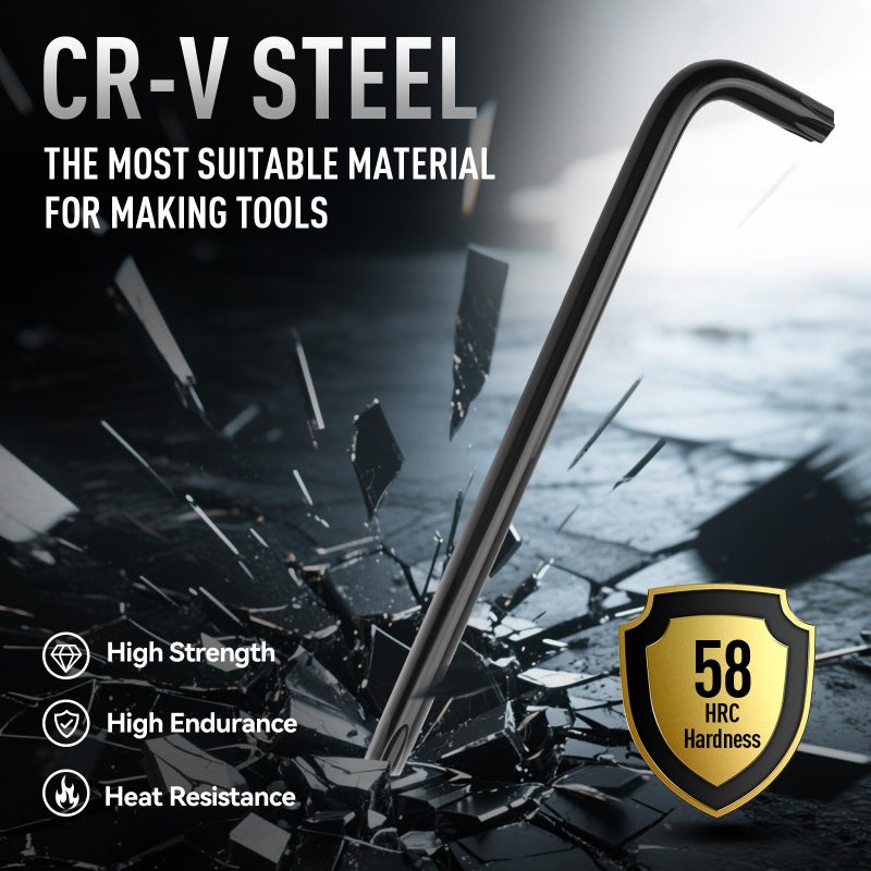 DISEN 9 Pieces Torx Star Allen Wrench Set, Long Arm Star Key Set T10-T50, Chrome Vanadium Steel - Image 2