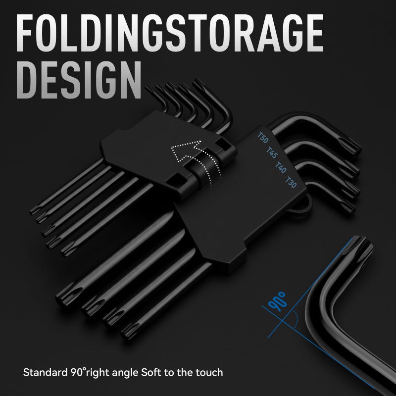 DISEN 9 Pieces Torx Star Allen Wrench Set, Long Arm Star Key Set T10-T50, Chrome Vanadium Steel - Image 5