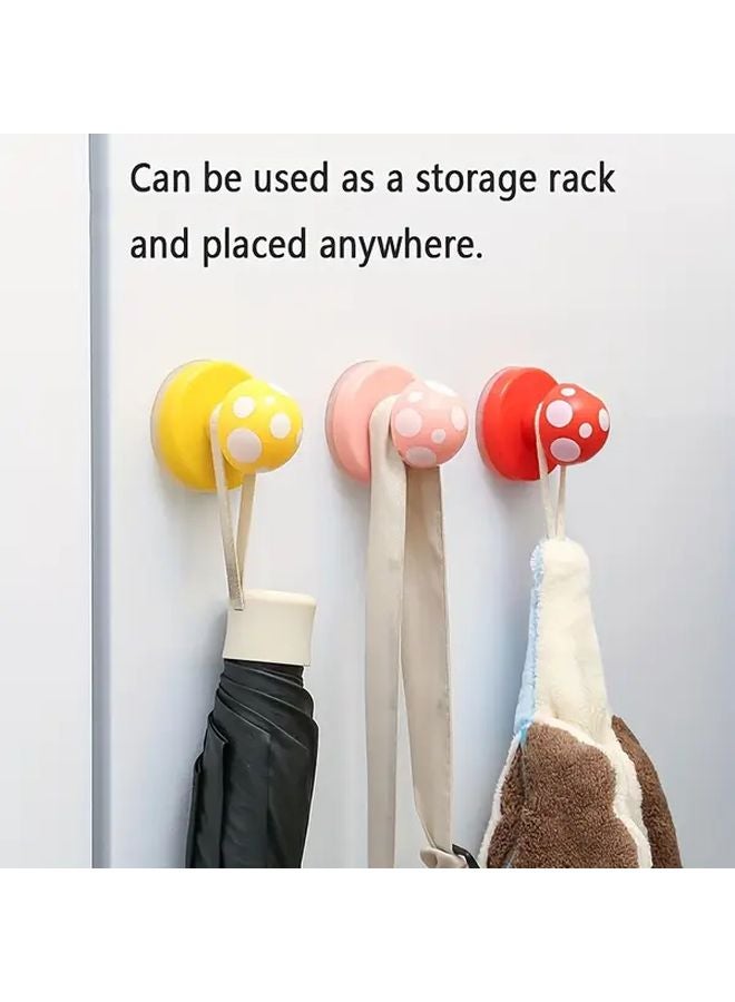 2pcs Pink Mushroom Suction Cup Fridge Hooks No Drill Adhesive Door Holders - Image 5