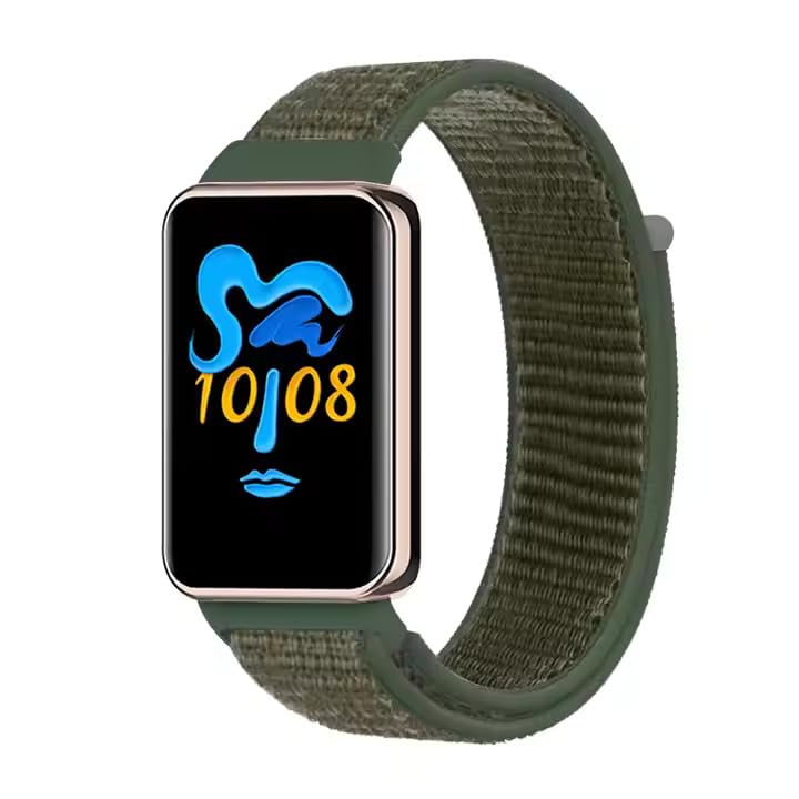 Valente Nylon Loop Strap Compatible with Huawei Band 8/9/10 – Soft, Adjustable & Breathable Replacement Band (Green) - Image 2