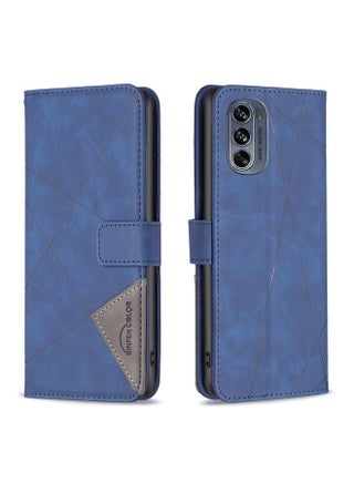 For Motorola Moto G62 Magnetic Buckle Rhombus Texture Leather Phone Case(Blue) - pzsku/ZD0649784EF5944CECF9AZ/45/1753720836/f0bf473f-2bdb-4f07-a240-d6b622912f06