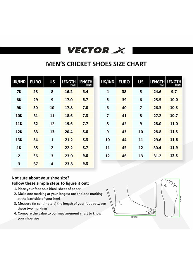 Vector X BLASTER-22Y-WHT-GRN mens Cricket Shoe, White-Green, 38 EU - Image 3