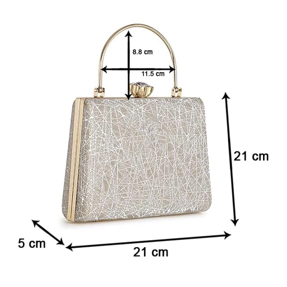 Zaib Bridal Clutch for Women – Elegant Evening Purse, Wedding Accessories, Satin Shoulder Bag for Brides, Bridesmaids, Formal Occasions, Prom, and Cocktail Parties (Silver - 50 No) - Image 2