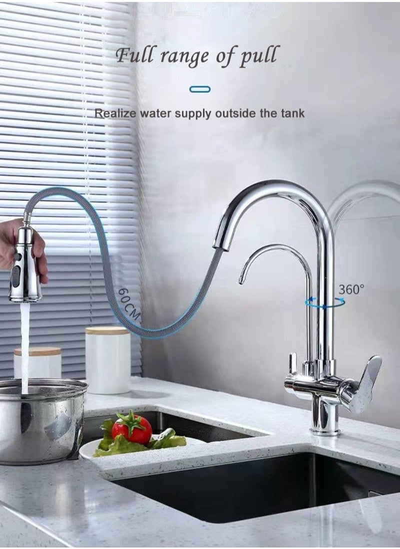 XiuWoo 3 in 1 Kitchen Pull-Out Hot and Cold Faucet Pure Direct Drinking Faucet Wash Basin Sink Faucet  - Image 5