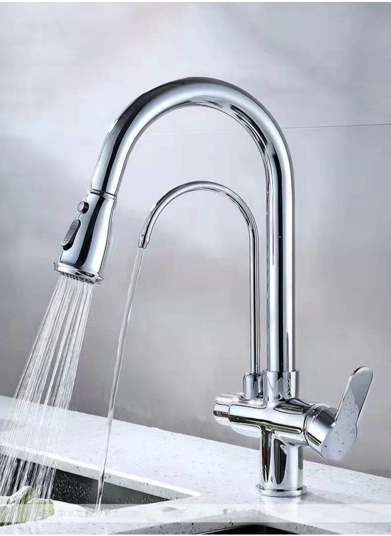 XiuWoo 3 in 1 Kitchen Pull-Out Hot and Cold Faucet Pure Direct Drinking Faucet Wash Basin Sink Faucet  - Image 4