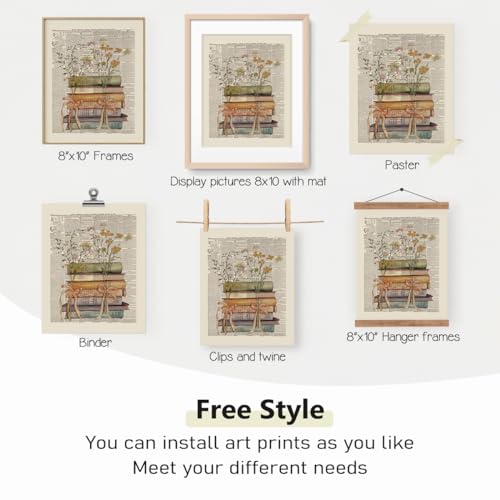 PLKMN Book Poster Vintage Wall Decor, Library Bookish Club Gifts, Book Room Decor Aesthetic 4 Pcs, Bookish Posters for Women Girls, Floral Wildflower Wall Art Decor for Home Bedroom Party Classroom 8x10 Unframed - Image 5