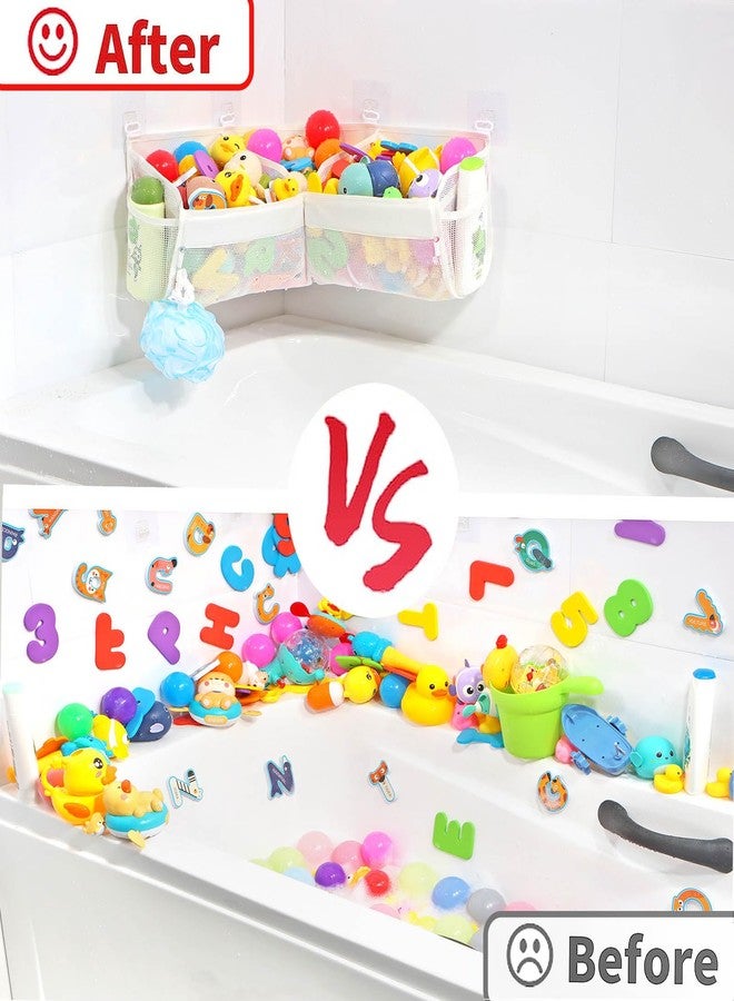KPH bath toy storage， Say goodbye to the chaos of bath toys -3 compartments for bath toy holders keep your bathtub tidy, and bath toy organizers keep children's bath toys organized! - Image 3