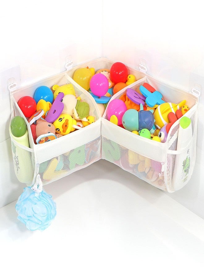 KPH bath toy storage， Say goodbye to the chaos of bath toys -3 compartments for bath toy holders keep your bathtub tidy, and bath toy organizers keep children's bath toys organized! - Image 1