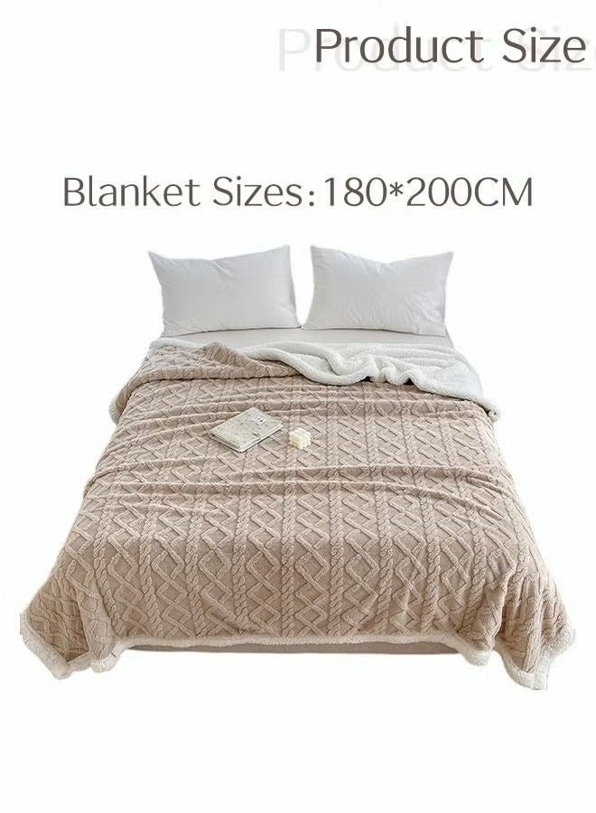 MIXDE Double-sided Blanket Simple Solid Color Blanket Three-dimensional Jacquard Design On The Surface Soft And Skin-friendly Breathable And Warm Blanket 180*200cm Brown  - Image 5