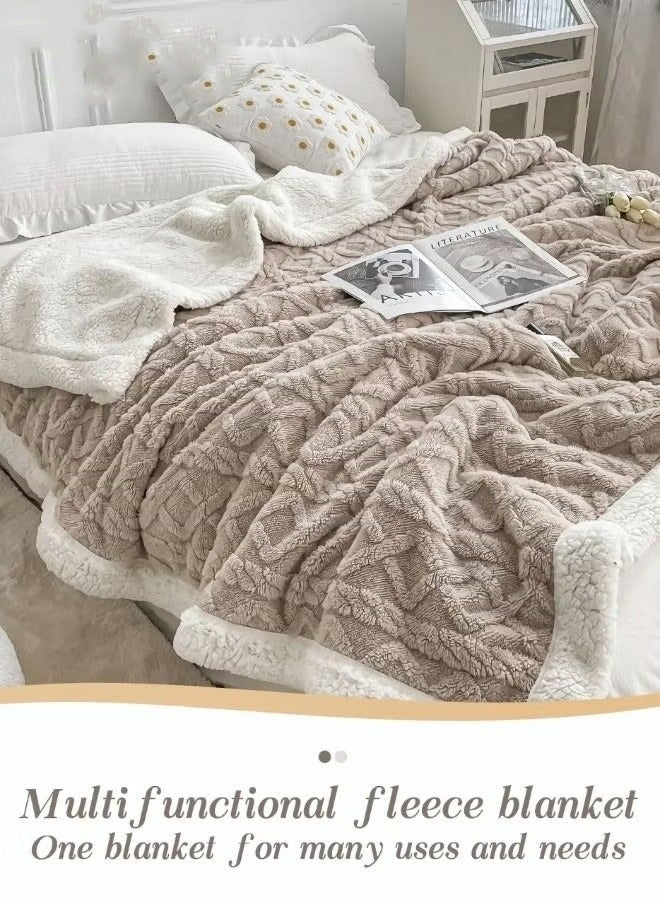 MIXDE Double-sided Blanket Simple Solid Color Blanket Three-dimensional Jacquard Design On The Surface Soft And Skin-friendly Breathable And Warm Blanket 180*200cm Brown  - Image 3