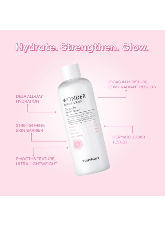 TONYMOLY Wonder Ceramide Mochi Toner 500ml & Water Cream 300ml Hydrating Skincare Set - Image 2