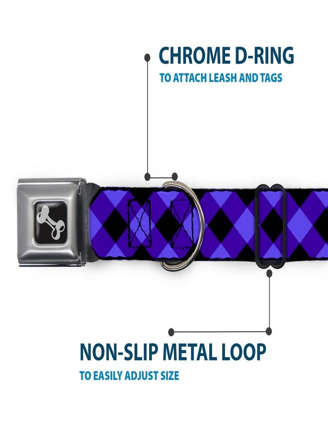 Buckle Down Buckle-Down Seatbelt Buckle Dog Collar - Diagonal Buffalo Plaid Black/Blue - 1.5" Wide - Fits 18-32" Neck - Large - Image 5