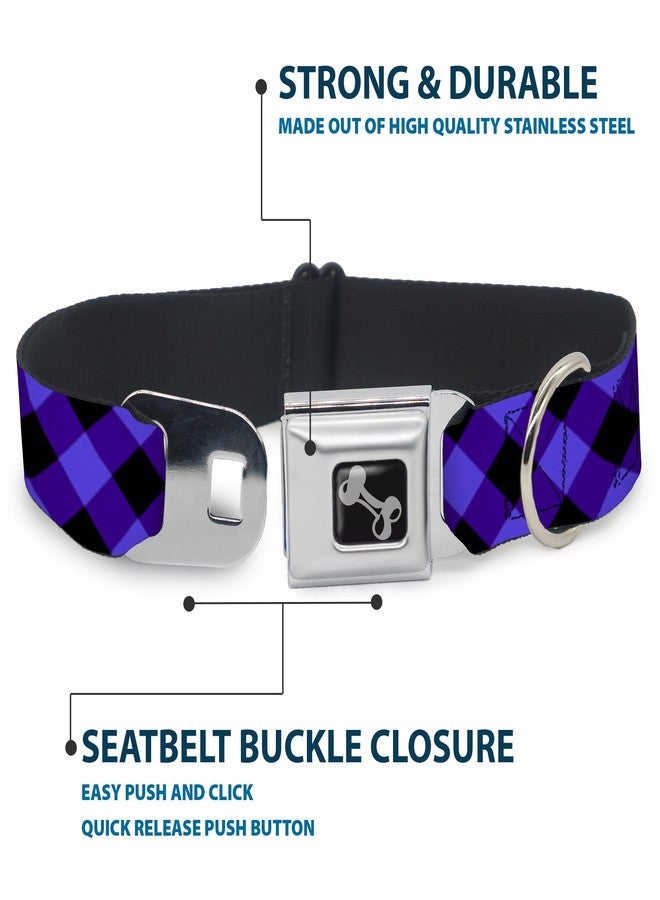 Buckle Down Buckle-Down Seatbelt Buckle Dog Collar - Diagonal Buffalo Plaid Black/Blue - 1.5" Wide - Fits 18-32" Neck - Large - Image 4