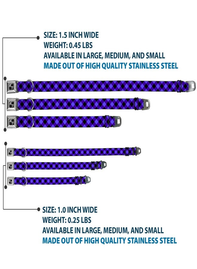 Buckle Down Buckle-Down Seatbelt Buckle Dog Collar - Diagonal Buffalo Plaid Black/Blue - 1.5" Wide - Fits 18-32" Neck - Large - Image 3