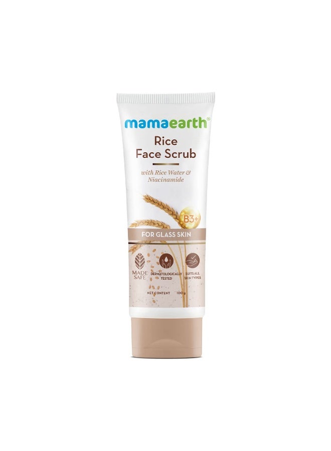 Mamaearth Rice Face Scrub for Glowing Skin, With Rice Water & Niacinamide for Glass Skin - 100 g - Image 1