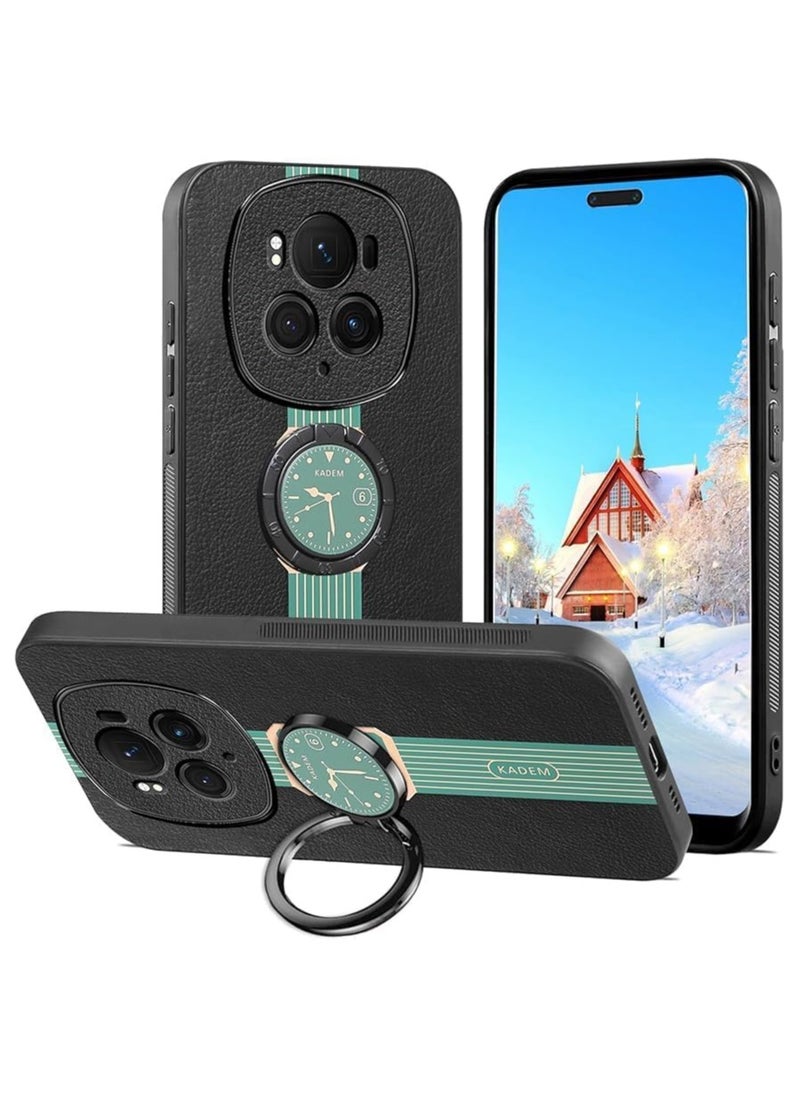 General Magnetic Case for Honor Magic 6 Pro,with Ring Holder Black, Phone Case Shockproof with Kickstand Slim Cover Anti-Slip Silicone TPU Sof Edge  - Image 1