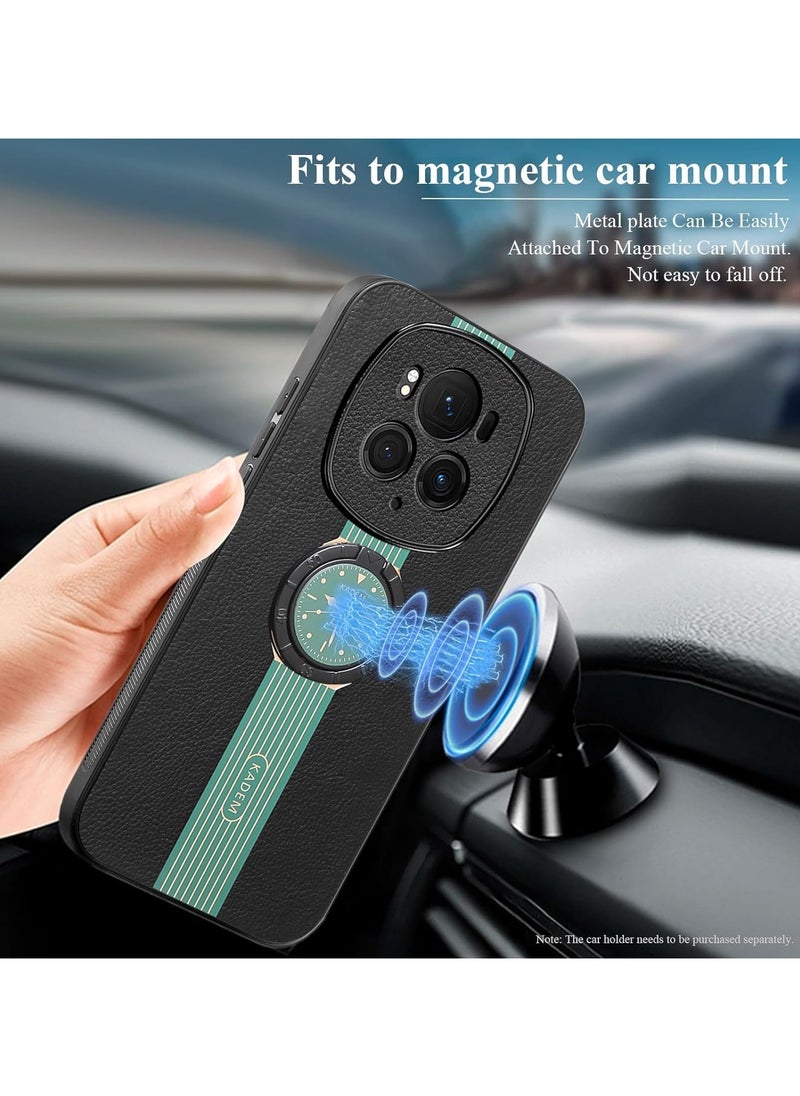 General Magnetic Case for Honor Magic 6 Pro,with Ring Holder Black, Phone Case Shockproof with Kickstand Slim Cover Anti-Slip Silicone TPU Sof Edge  - Image 3