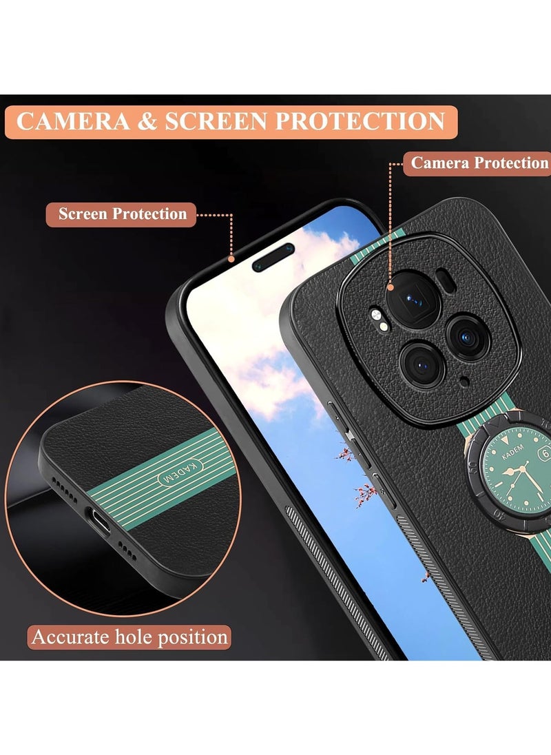 General Magnetic Case for Honor Magic 6 Pro,with Ring Holder Black, Phone Case Shockproof with Kickstand Slim Cover Anti-Slip Silicone TPU Sof Edge  - Image 4