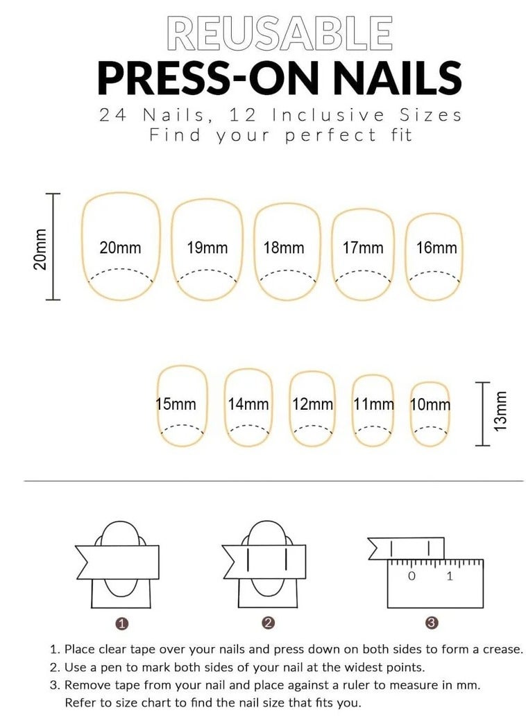 أظافر تركيب بمظهر طبيعي مع لاصق ليفي ومبرد أظافر - 24 قطعة - Image 4