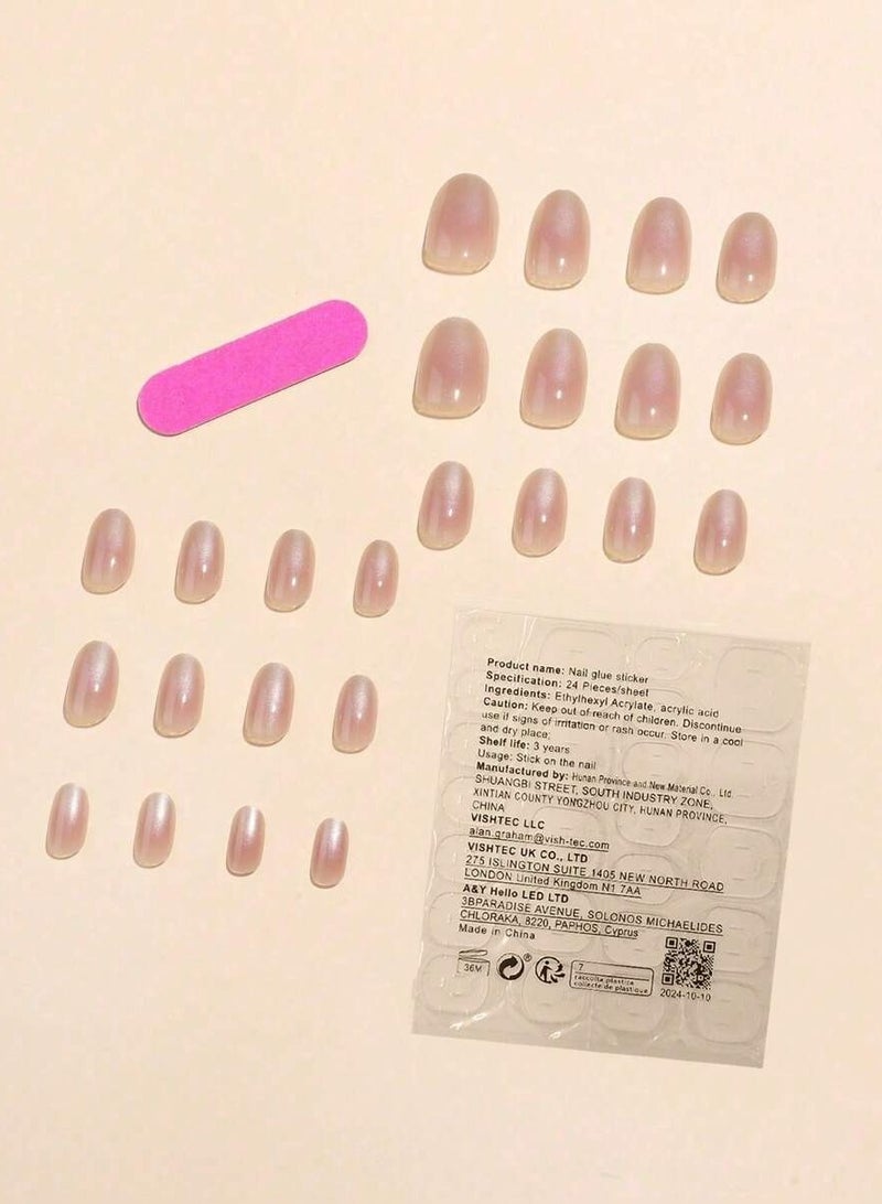 أظافر تركيب بمظهر طبيعي مع لاصق ليفي ومبرد أظافر - 24 قطعة - Image 2