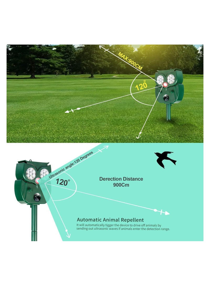 SOLARAE Solar Animal Repeller Defender, Ultrasonic Animal Repeller, Outdoor Animal Deterrent with Motion Sensor and Led Light Alarm, Protect Yards, Lawn Gardens - Image 2