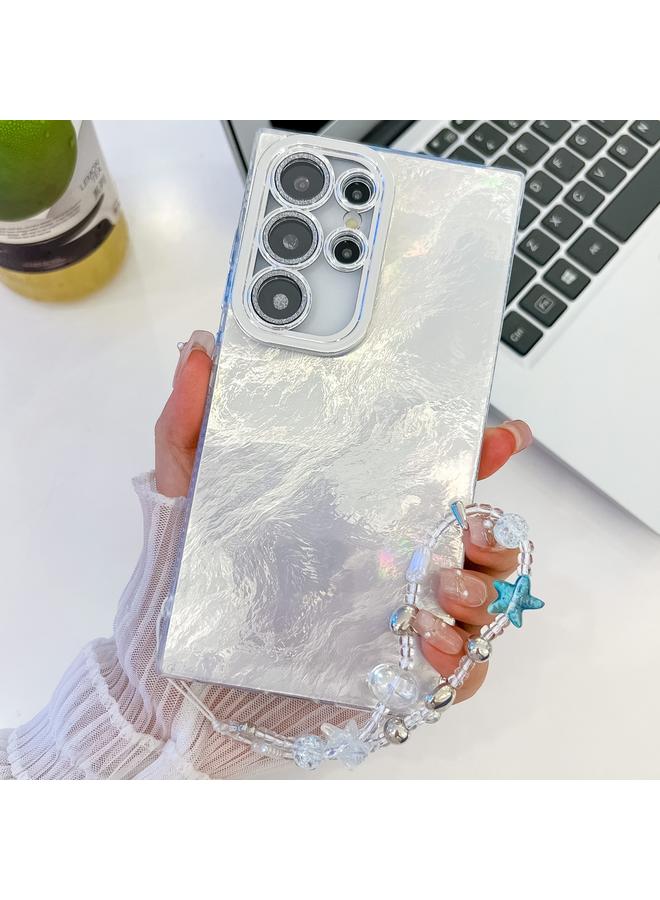 اس-توب جراب لهاتف Samsung Galaxy S23 Ultra 5G مطلي بطبقة لامعة وسلسلة معصم من مادة TPU مع غشاء عدسة - Image 1