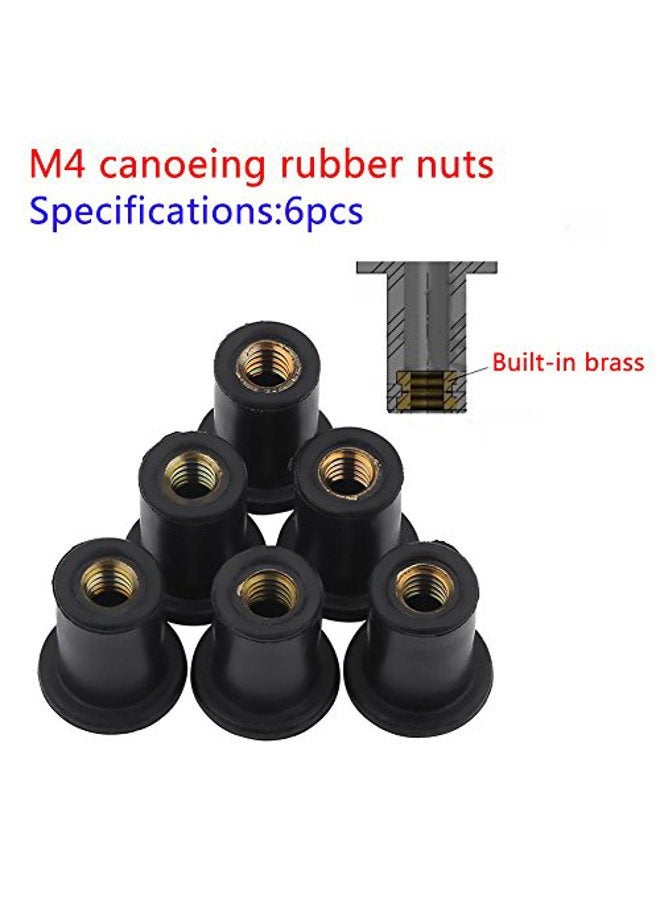 Dilwe 6pc Well Nuts Kit, M4 Durable Rubber Windshield Bolts Well Nuts for Motorcycles Kayak Canoe Boats - Image 4
