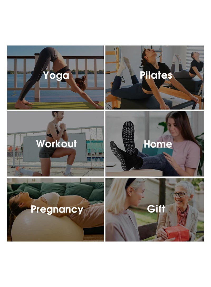 3 Pairs Pilates Grip Socks for Women,Non Slip Yoga Socks - Image 3