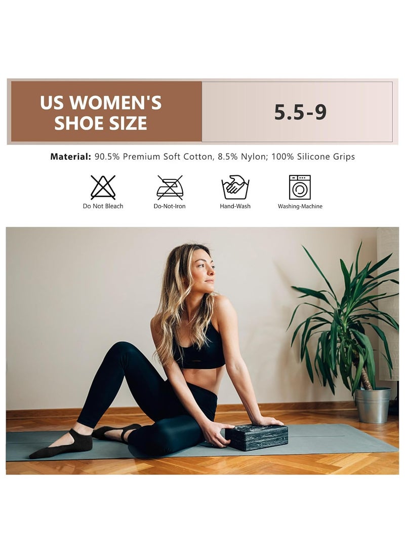 3 Pairs Pilates Grip Socks for Women,Non Slip Yoga Socks - Image 4