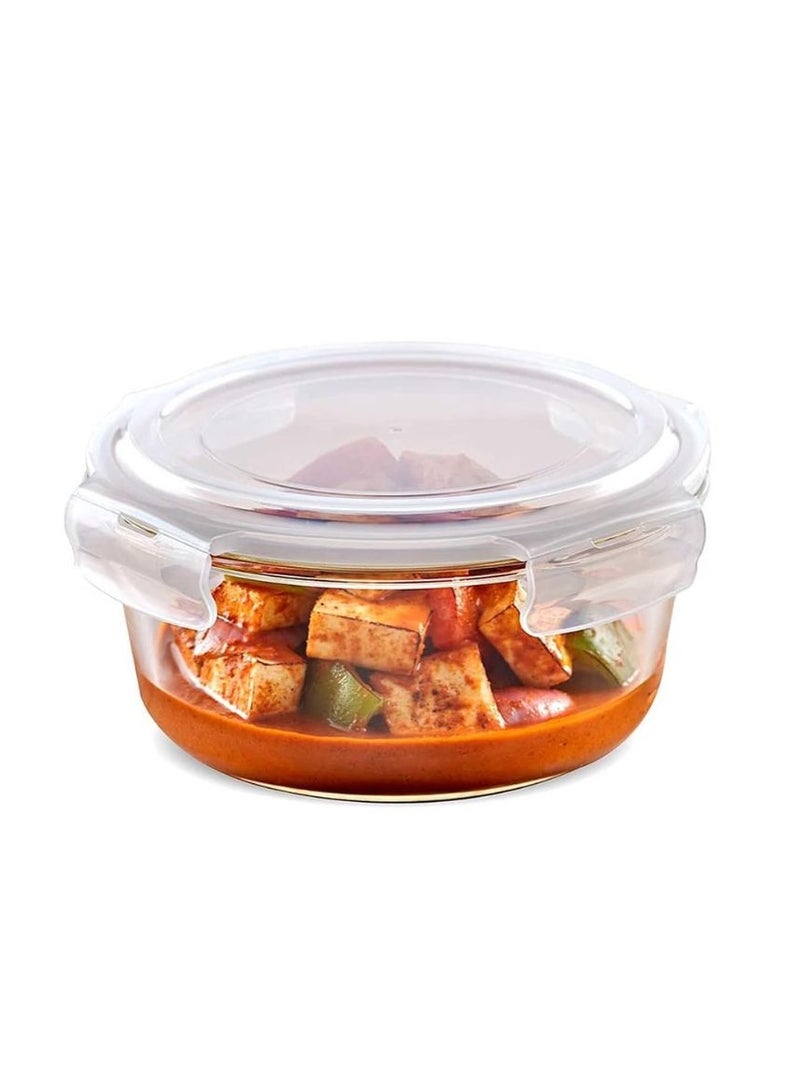 Round Glass Storage Container, Airtight & Leak-Proof, Microwave/Oven/Freezer Safe, 950ml