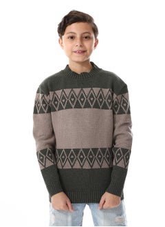 Wool Boys Pullover With Multi Design