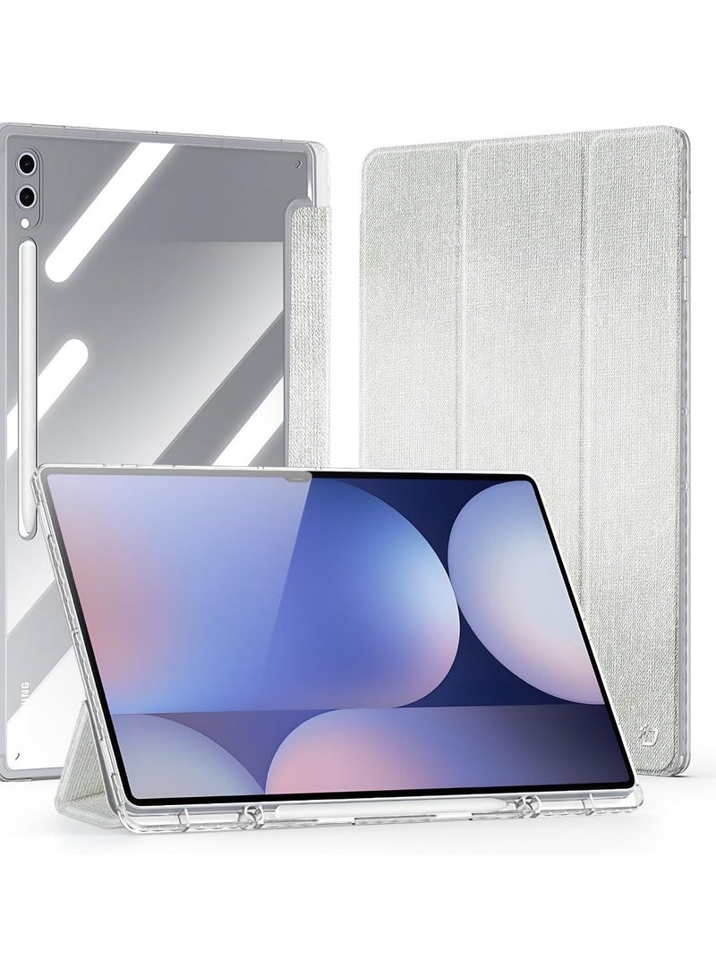 general Leather Transparent Back Cover Compatible with Samsung Galaxy Tab S10 Ultra 14.6 inch 2024 Shockproof Pen Slot Trifold Stand Protect Cover For Tab S10 Ultra