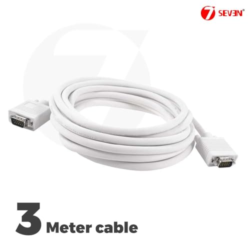 7-Seven 7 SEVEN Premium VGA Cable 3M for LAPTOP MONITOR PRINTER CPU SCANNER SMART TV CCTV RECORDER GAME CONSOLE(Gold) - Image 4