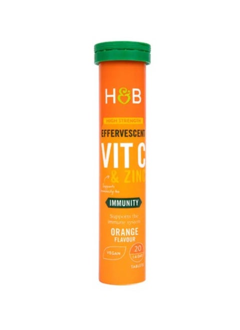 Holland And Barrett High Strength Vit C & Zinc Orange 20 Eff. Tablets