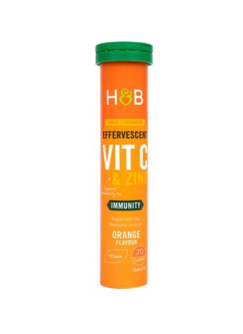Holland And Barrett High Strength Vit C & Zinc Orange 20 Eff. Tablets