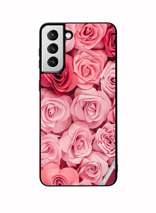 VR CREATIVE Protective Case Cover For Samsung Galaxy S22 5G Pink Rose Flowers Design Multicolour - Image 1