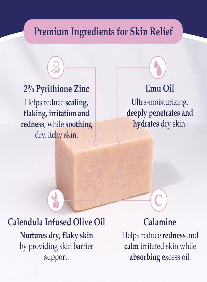 Noble Formula 1% Pyrithione Zinc Soap Bar with Emu Oil & Calamine - Face, Body and Scalp Gentle Cleansing Bar for Sensitive, Redness-Prone, Dry, Itchy Skin - No Palm Oil, Handmade in the USA, 3.25 oz - Image 4