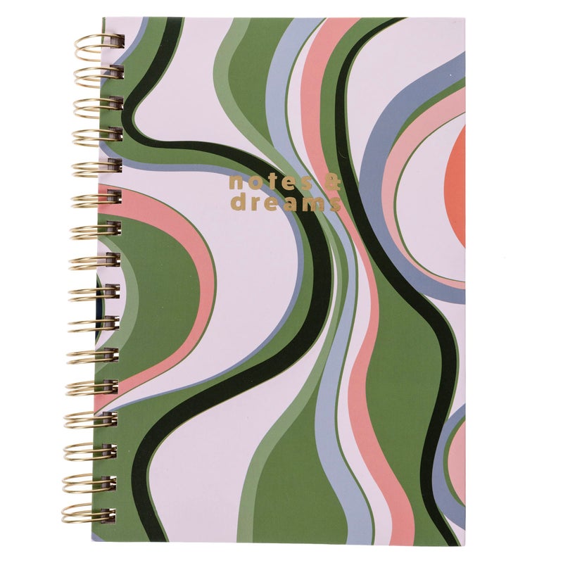 Graphique Hardbound Spiral Journal | Groovy Notes Design | Premium Paper | Notebook | Diary | Lists | Record Month and Date | Great Gift | 160 Ruled Pages | 6.25â€ x 8.25â€ - Image 1