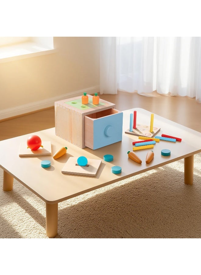 COGNIKIDS Wooden 4-in-1 Educational Cube for Toddlers – Montessori Shape Sorting Toy with Drawer Storage – Color & Shape Recognition Puzzle for Kids – Fine Motor Skill Development for Ages 3+ - Image 4