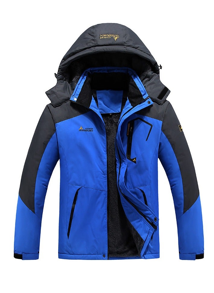 Loquat Men's Thicken Ski Jacket Warm Winter Waterproof Windbreaker Hooded Snowboarding Coat Blue/Black 