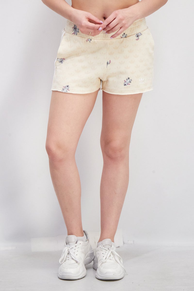 adidas Originals Women Sportswear Training Shorts, Cream Combo - Image 1